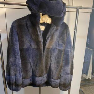 Gorgeous Navy and Black Rex Fur Jacket